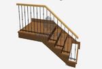 Цена отделки п-образной металлической лестницы с блоком забежных ступеней из дуба с кованым ограждением